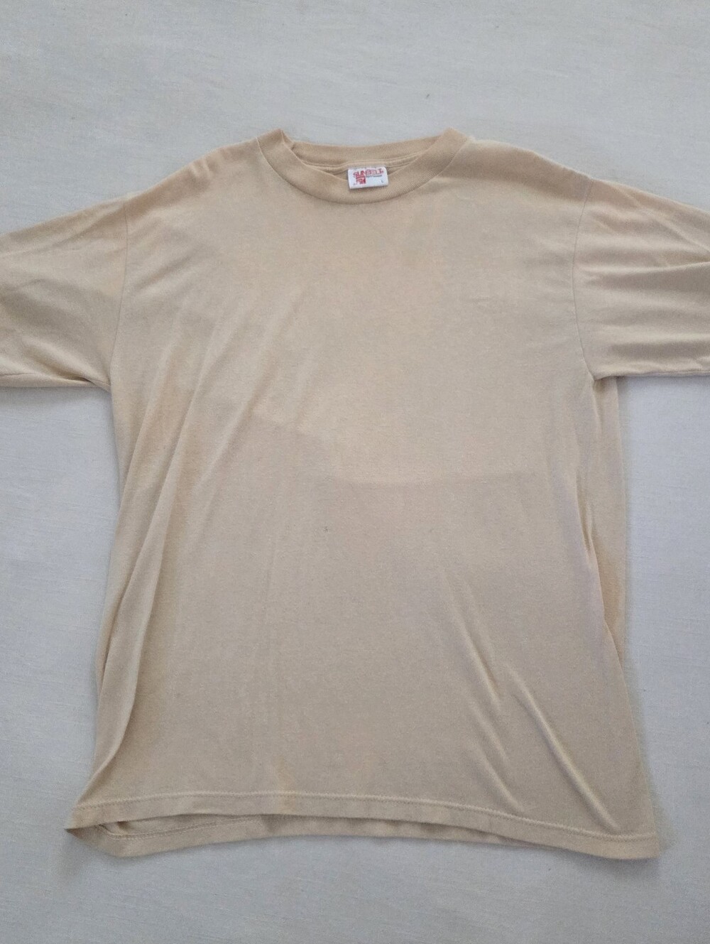Vintage Plain Beige Crewneck Single Stitch Tee Sunbelt Sportswear Mens Medium